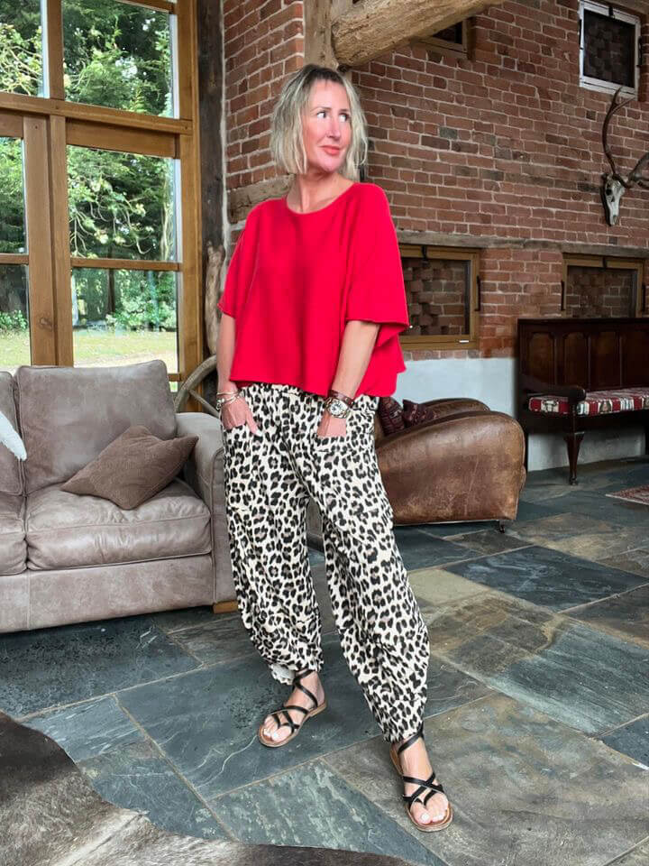 Leopard Barrel Pant