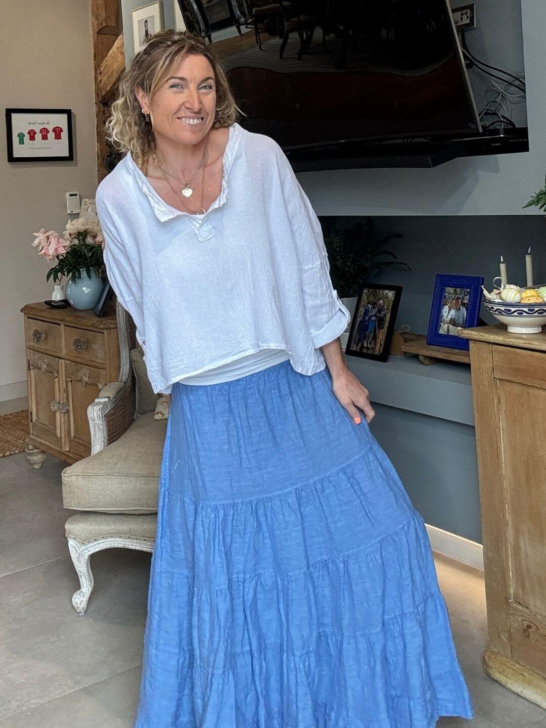 Lulu Linen Maxi Skirt | Bluebird