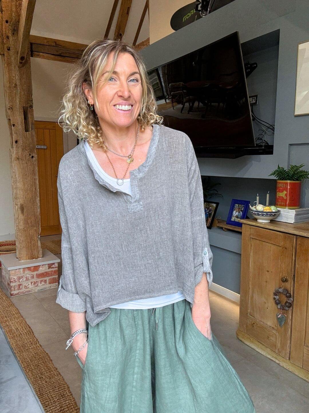Gaucho Linen Pants | Khaki