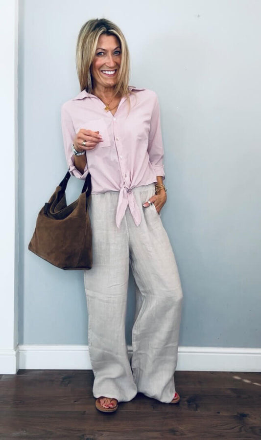 Florence Front Tie Shirt | Dirty Pink