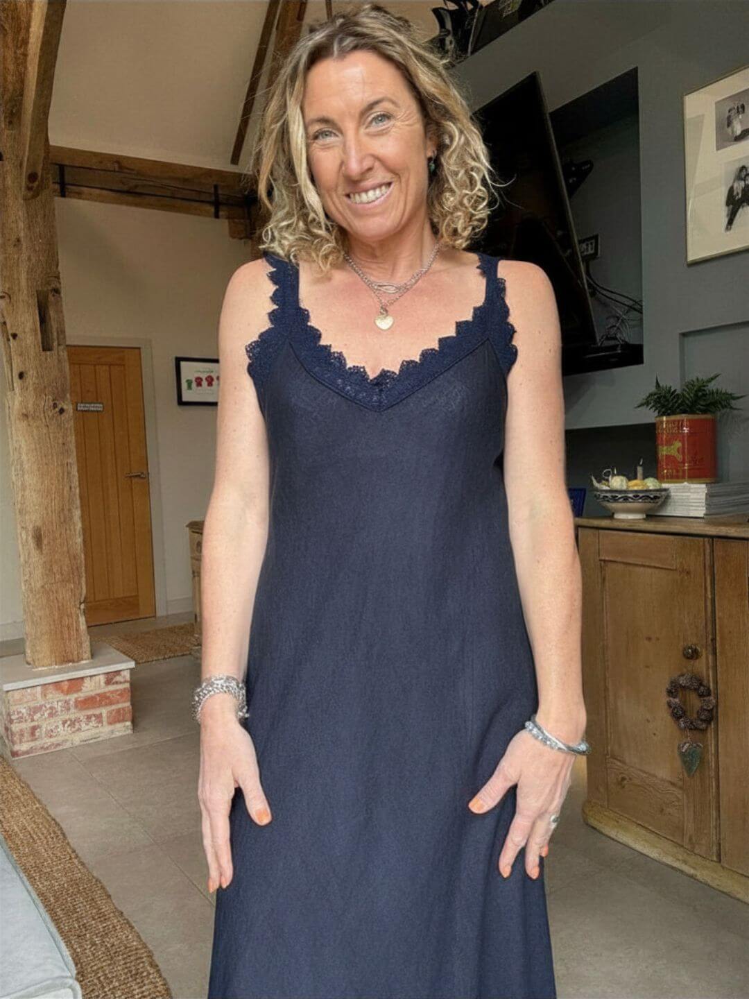 Amalfi Linen Dress | Navy