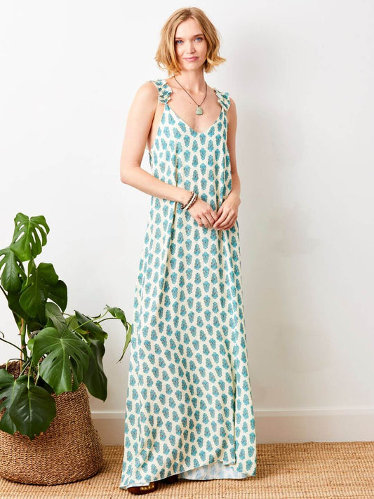 Sumatra Frill Strap Maxi Dress | Ikat