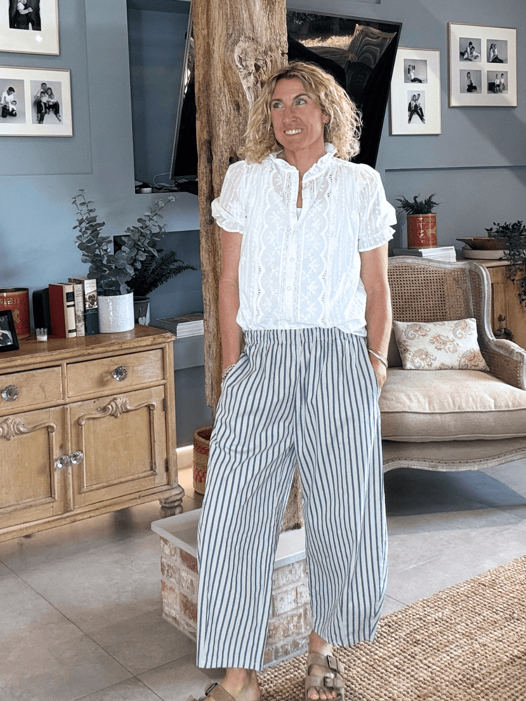 Pinstripe Barrel Trousers