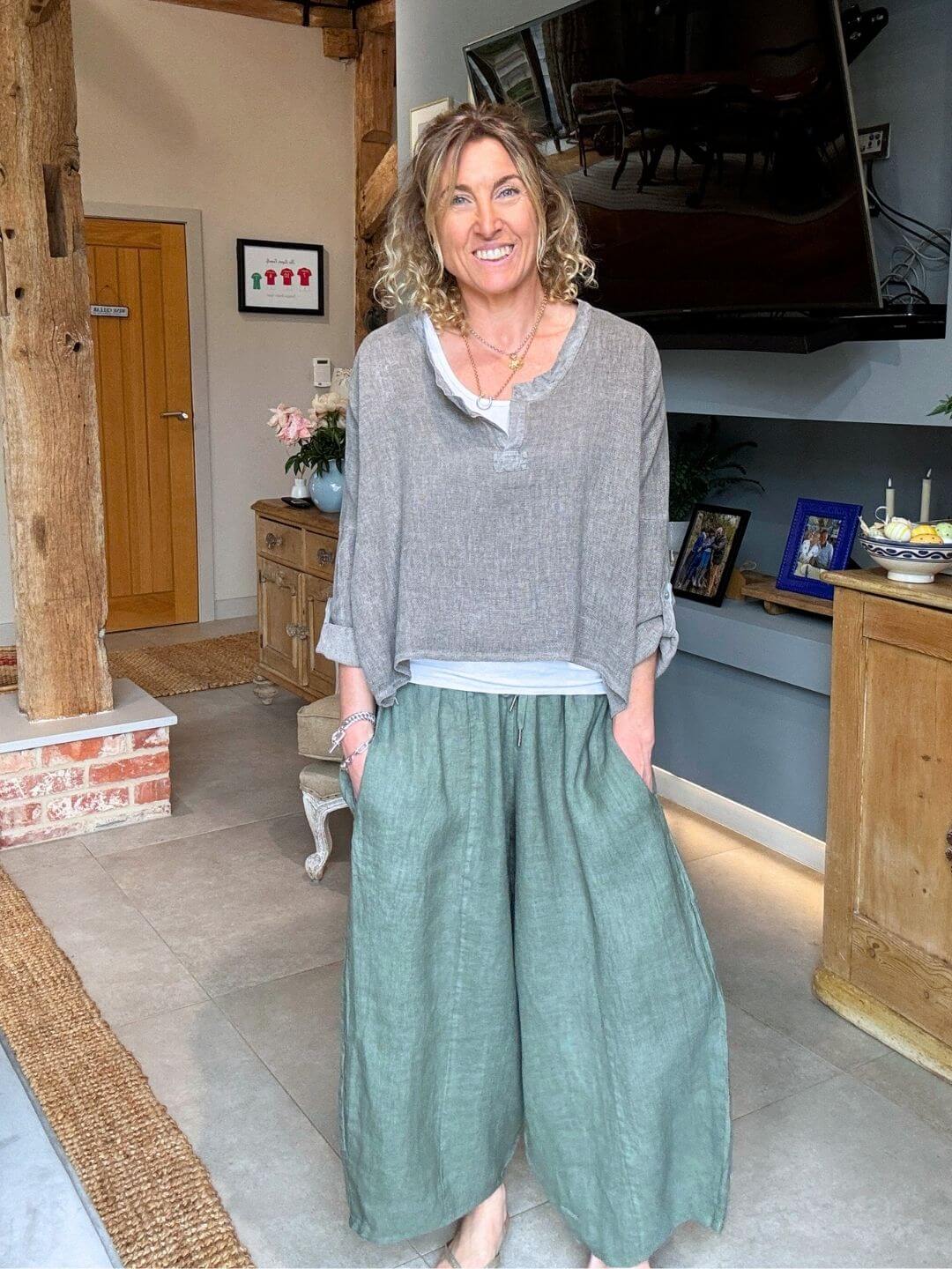 Gaucho Linen Pants | Khaki