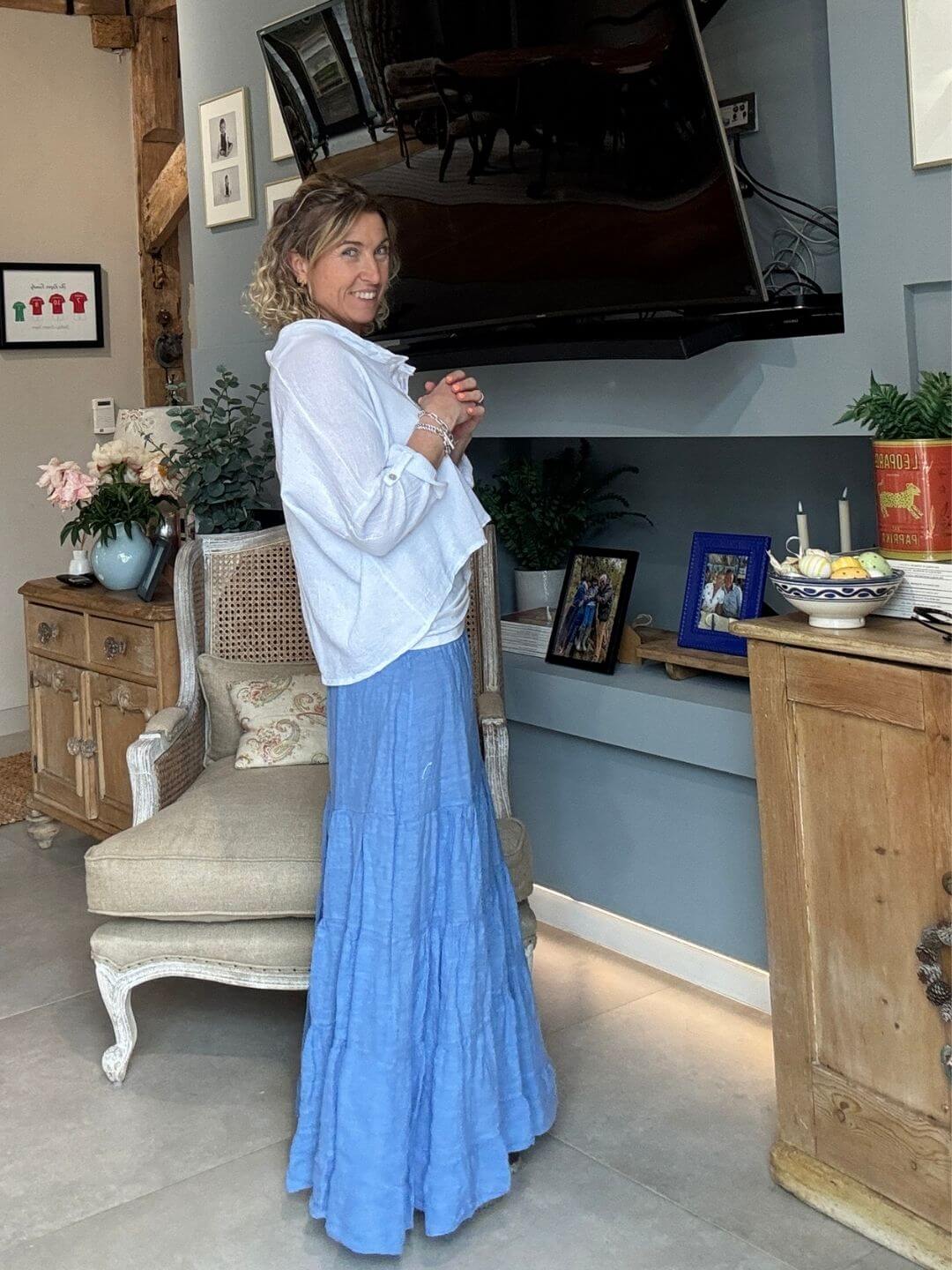 Lulu Linen Maxi Skirt | Bluebird