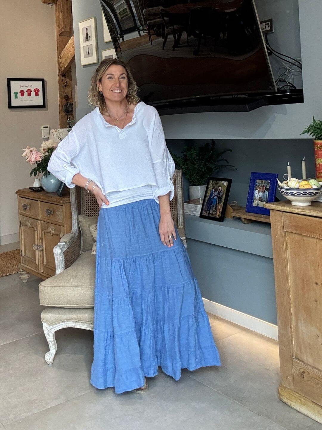 Lulu Linen Maxi Skirt | Bluebird