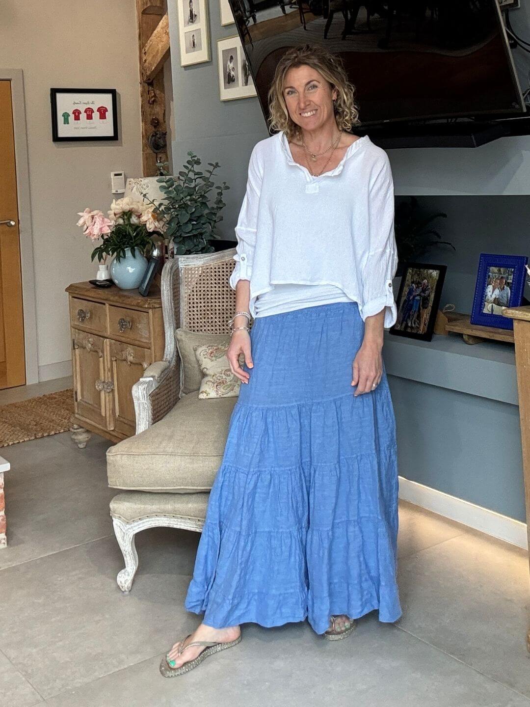 Lulu Linen Maxi Skirt | Bluebird