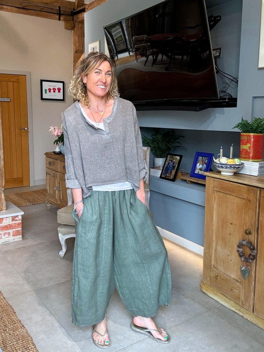 Gaucho Linen Pants | Khaki