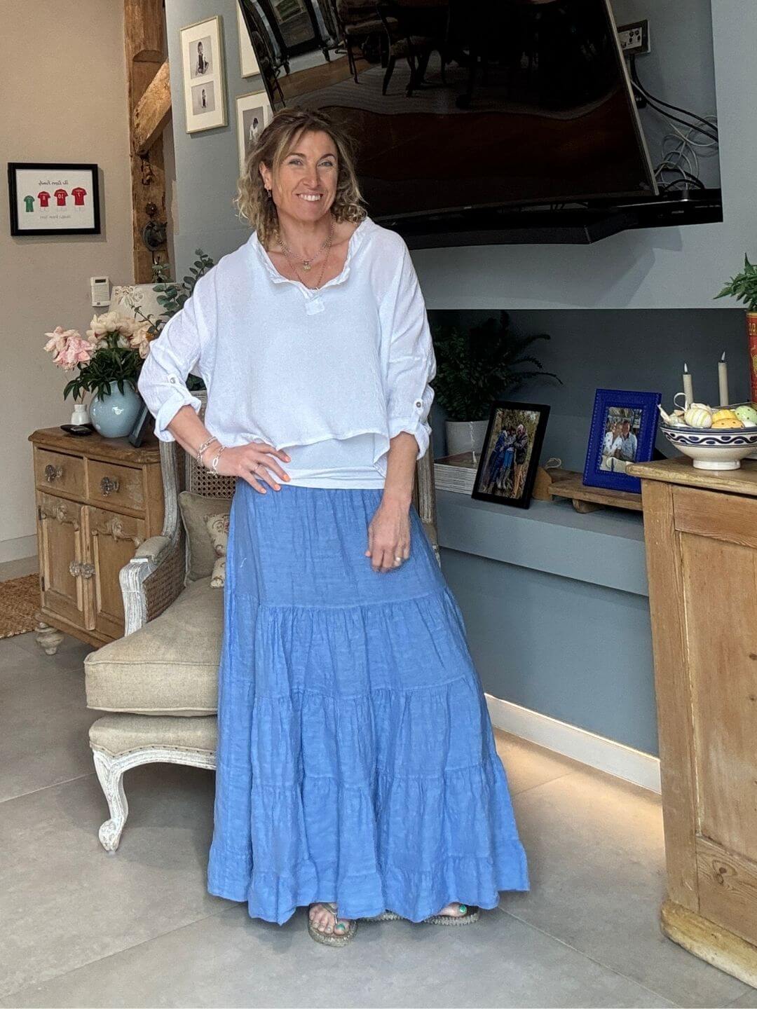 Lulu Linen Maxi Skirt | Bluebird