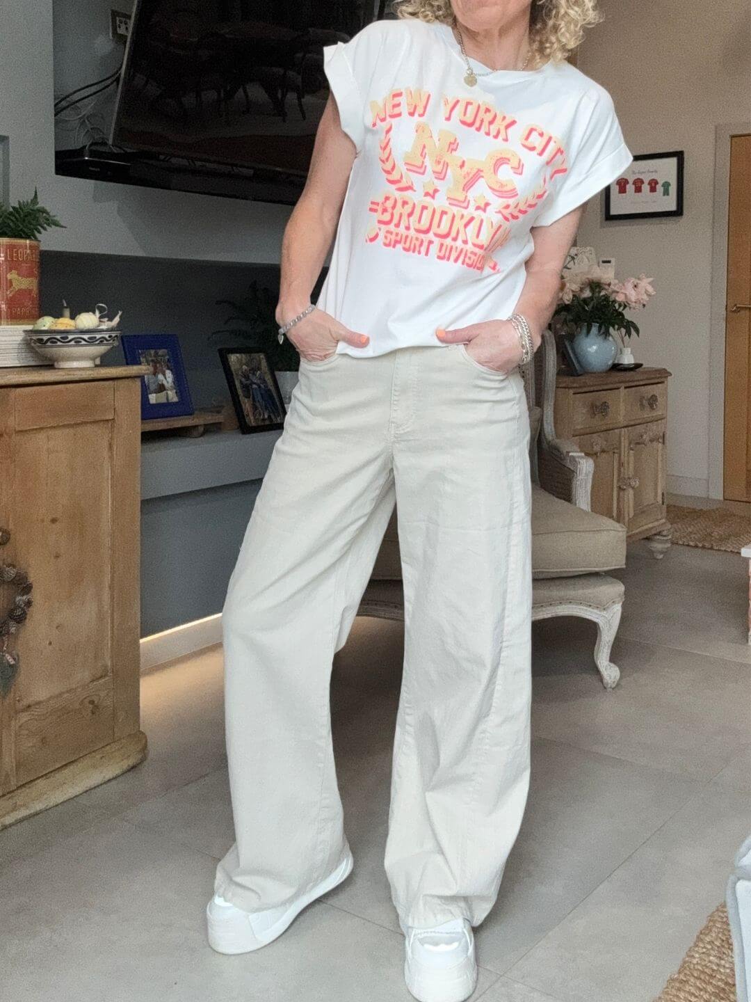 Caymen Wide Leg Jeans | Almond Milk