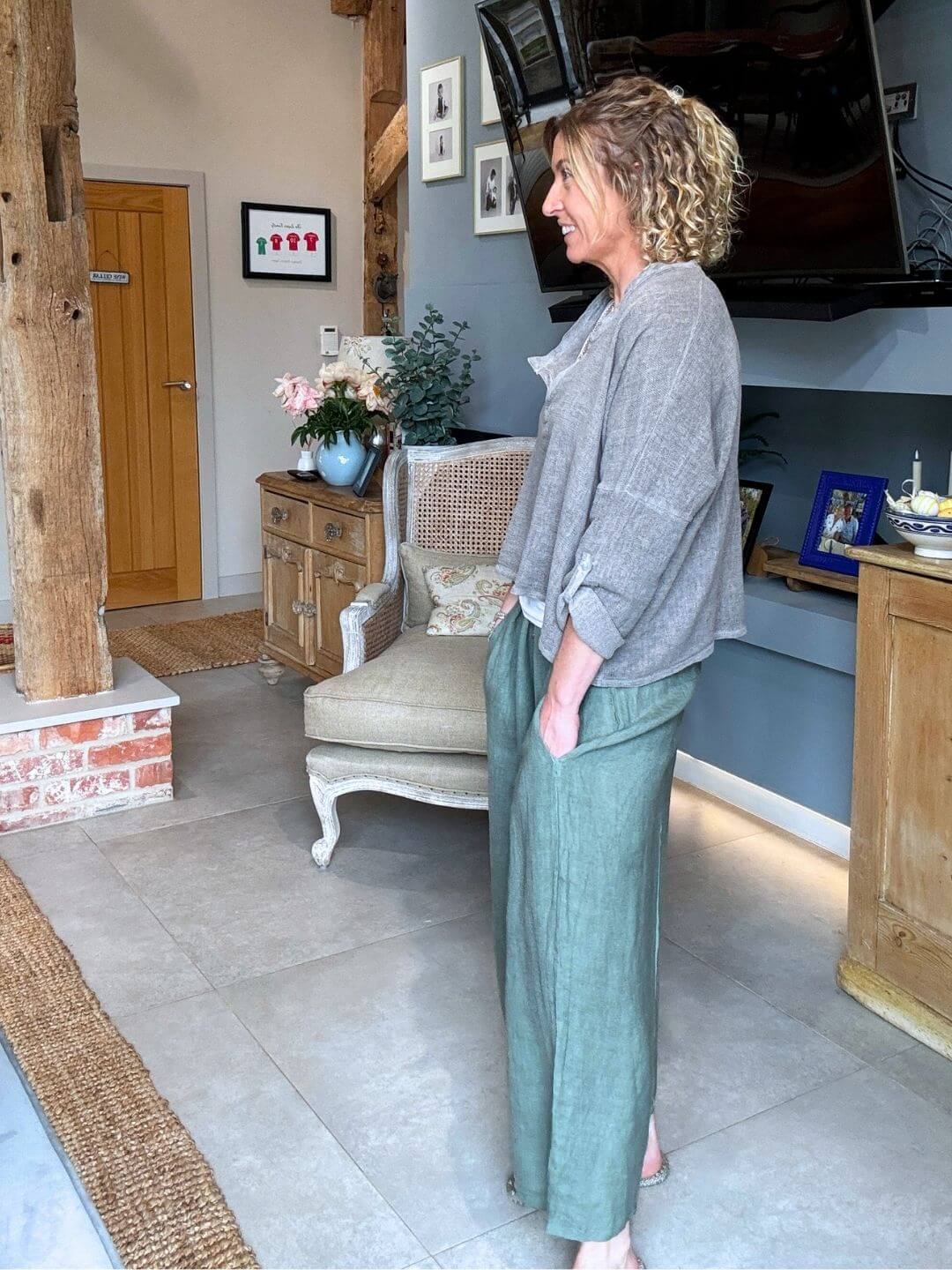 Gaucho Linen Pants | Khaki