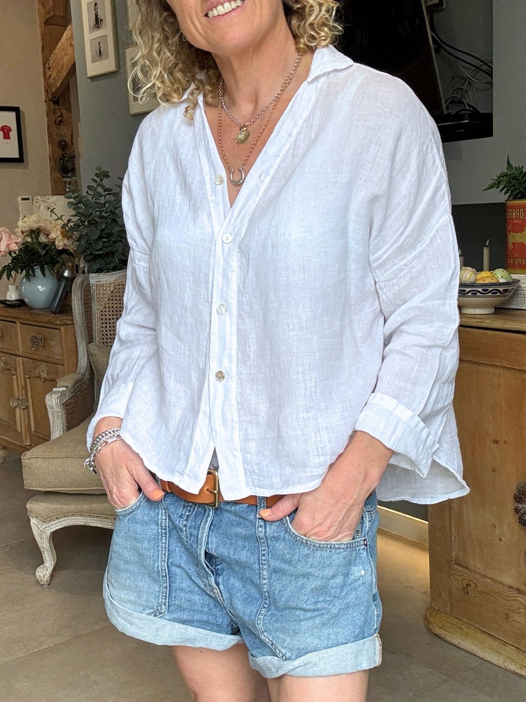 Quinta Linen Shirt | White