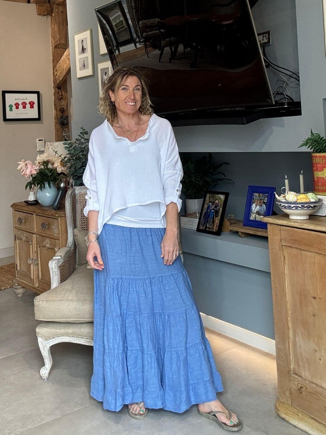 Lulu Linen Maxi Skirt | Bluebird