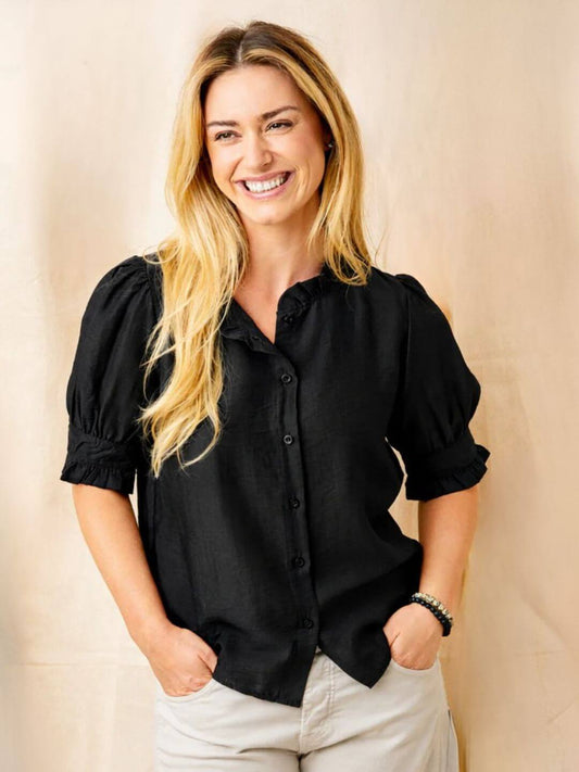 Nahara Frill Sleeve Blouse | Black