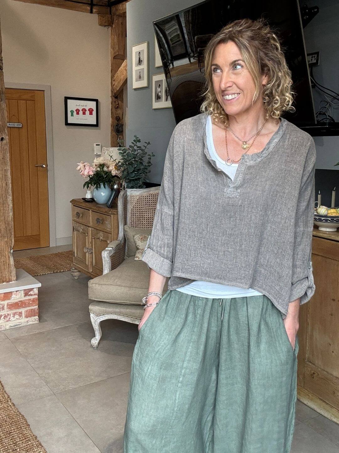 Gaucho Linen Pants | Khaki