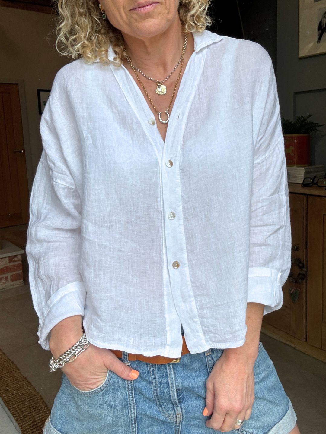 Quinta Linen Shirt | White