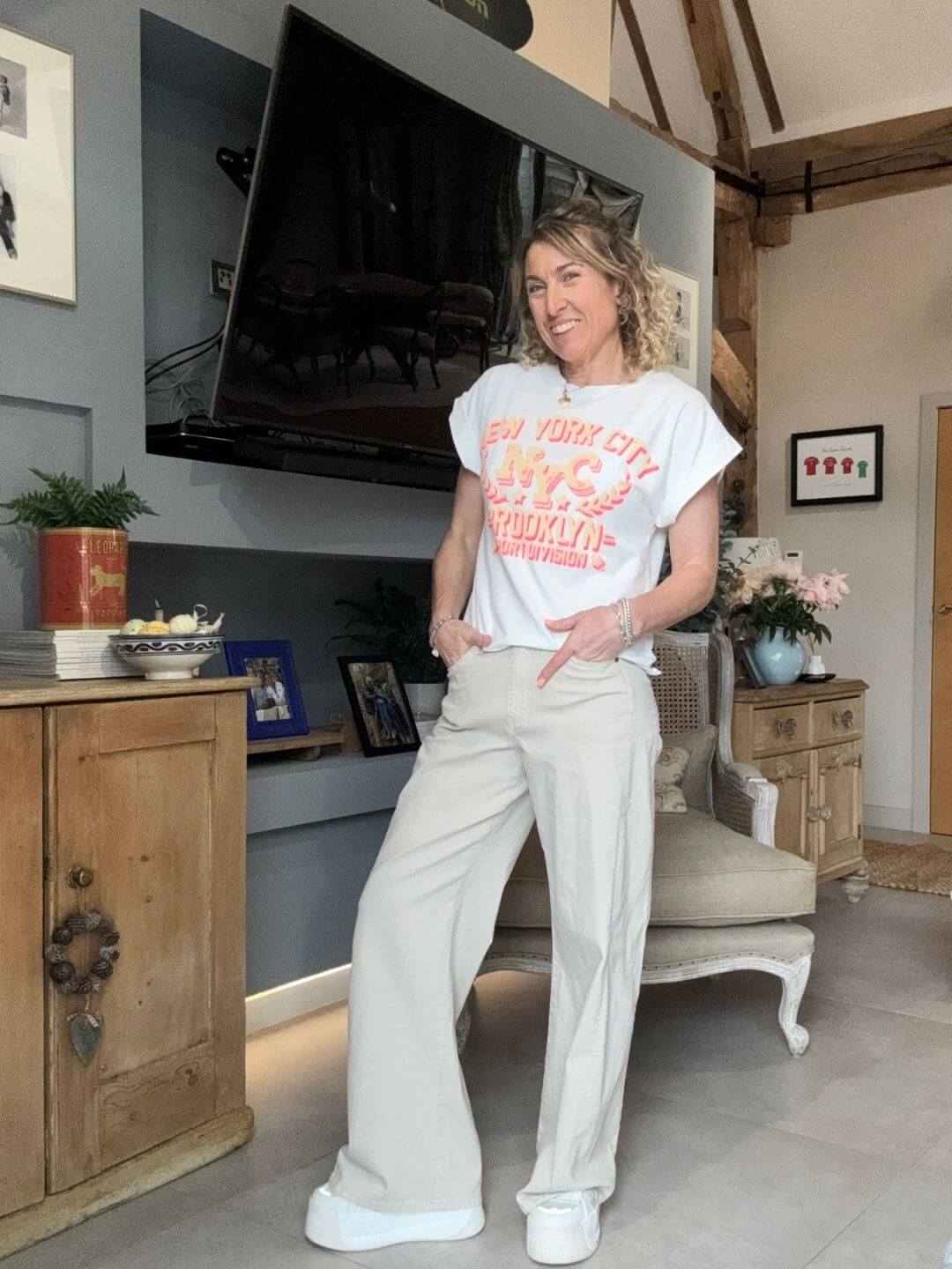 Caymen Wide Leg Jeans | Almond Milk
