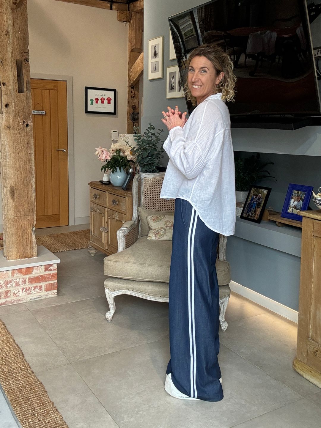 Luna Chambray Side Stripe Trousers