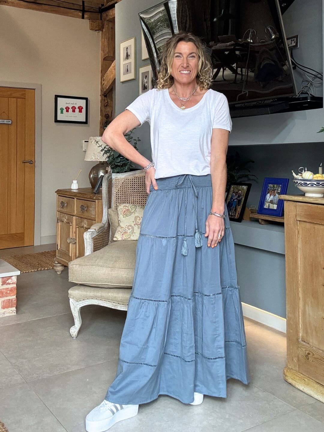 Dahlia Maxi Skirt | Forget Me Knot Blue