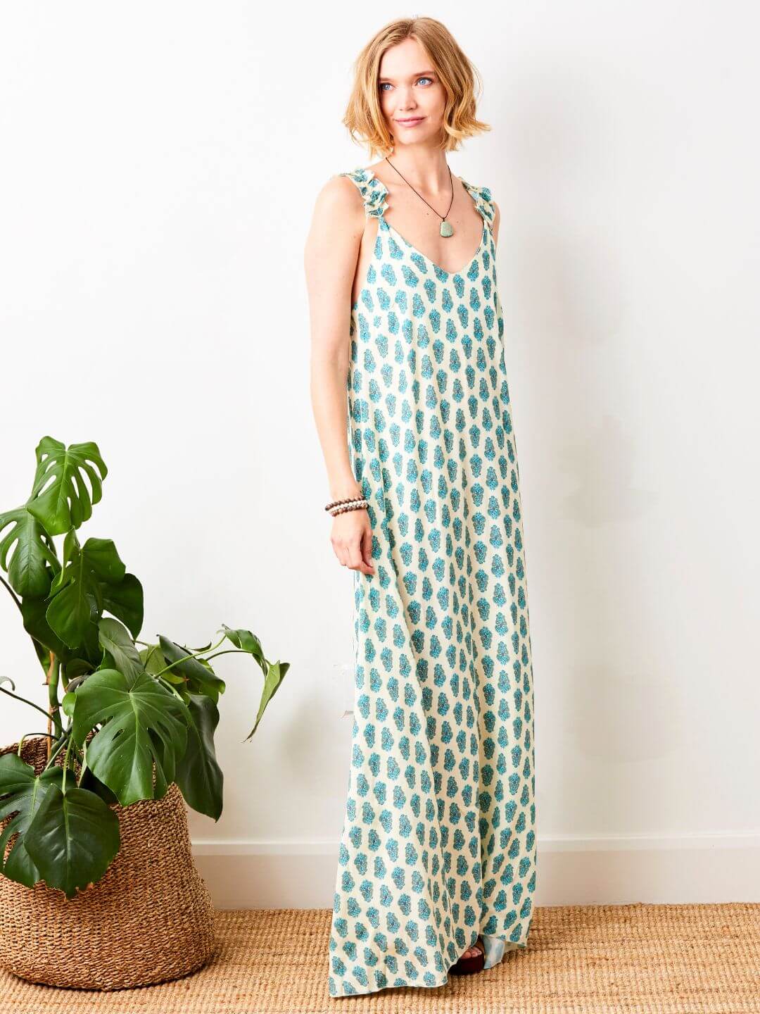 Sumatra Frill Strap Maxi Dress | Ikat