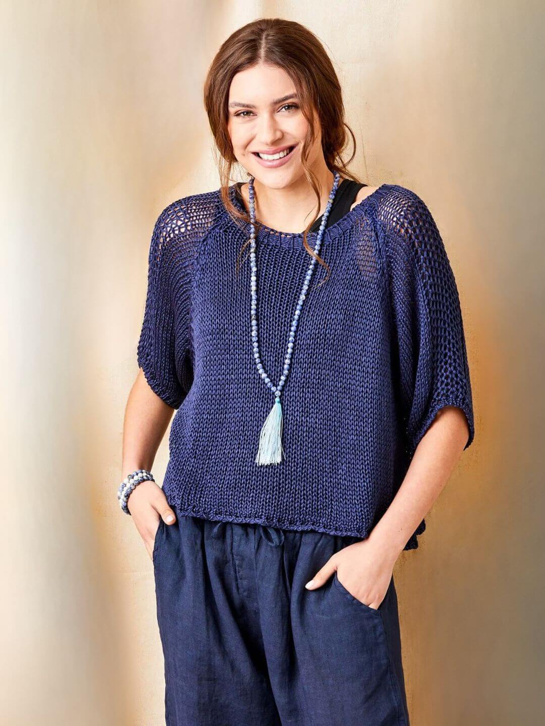 San Tropez Crochet Knit | Navy