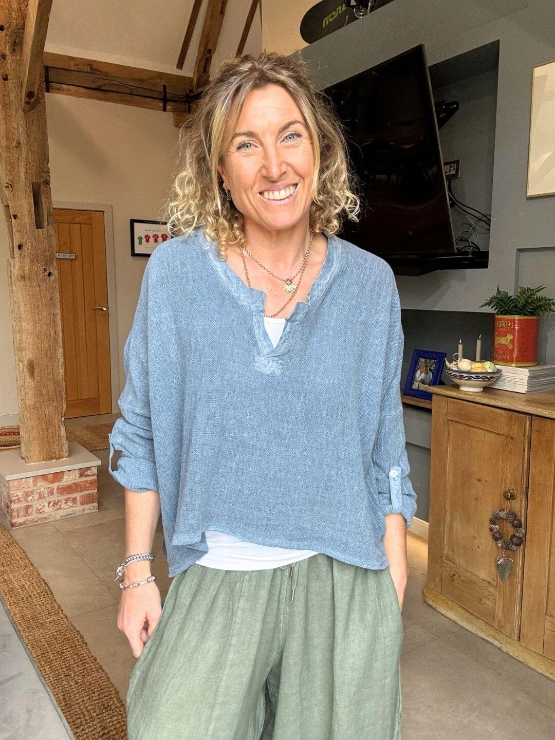 Gracie Linen Top | Denim