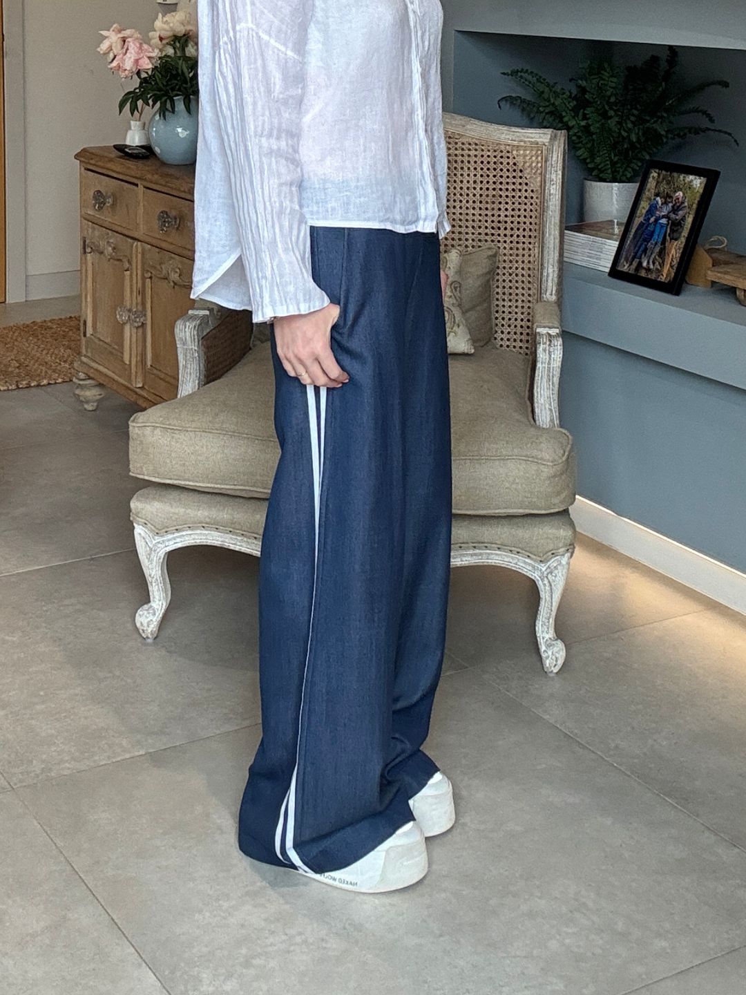Luna Chambray Side Stripe Trousers