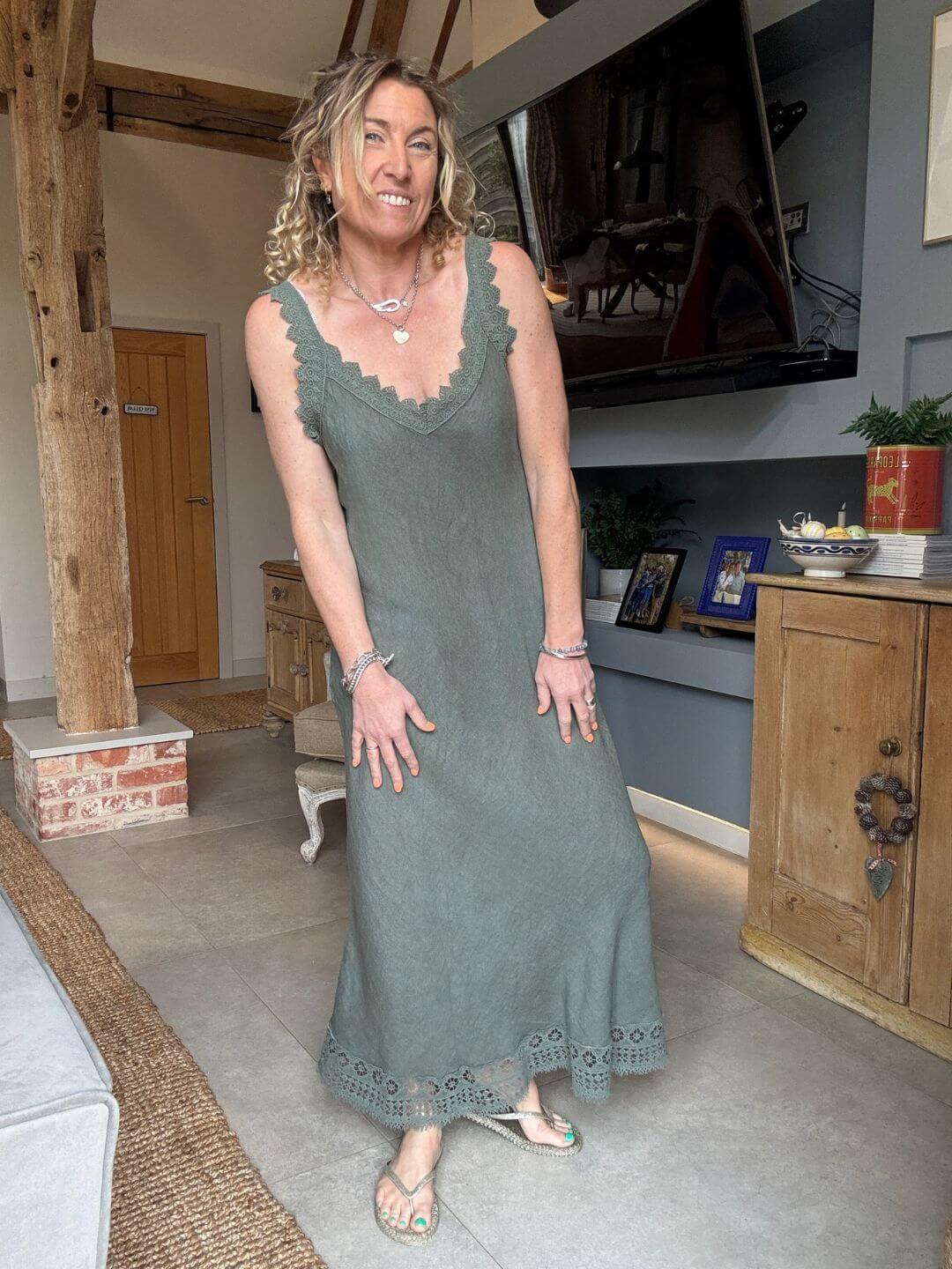 Amalfi Linen Dress | Khaki
