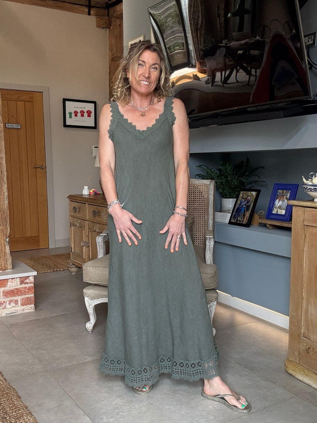 Amalfi Linen Dress | Khaki