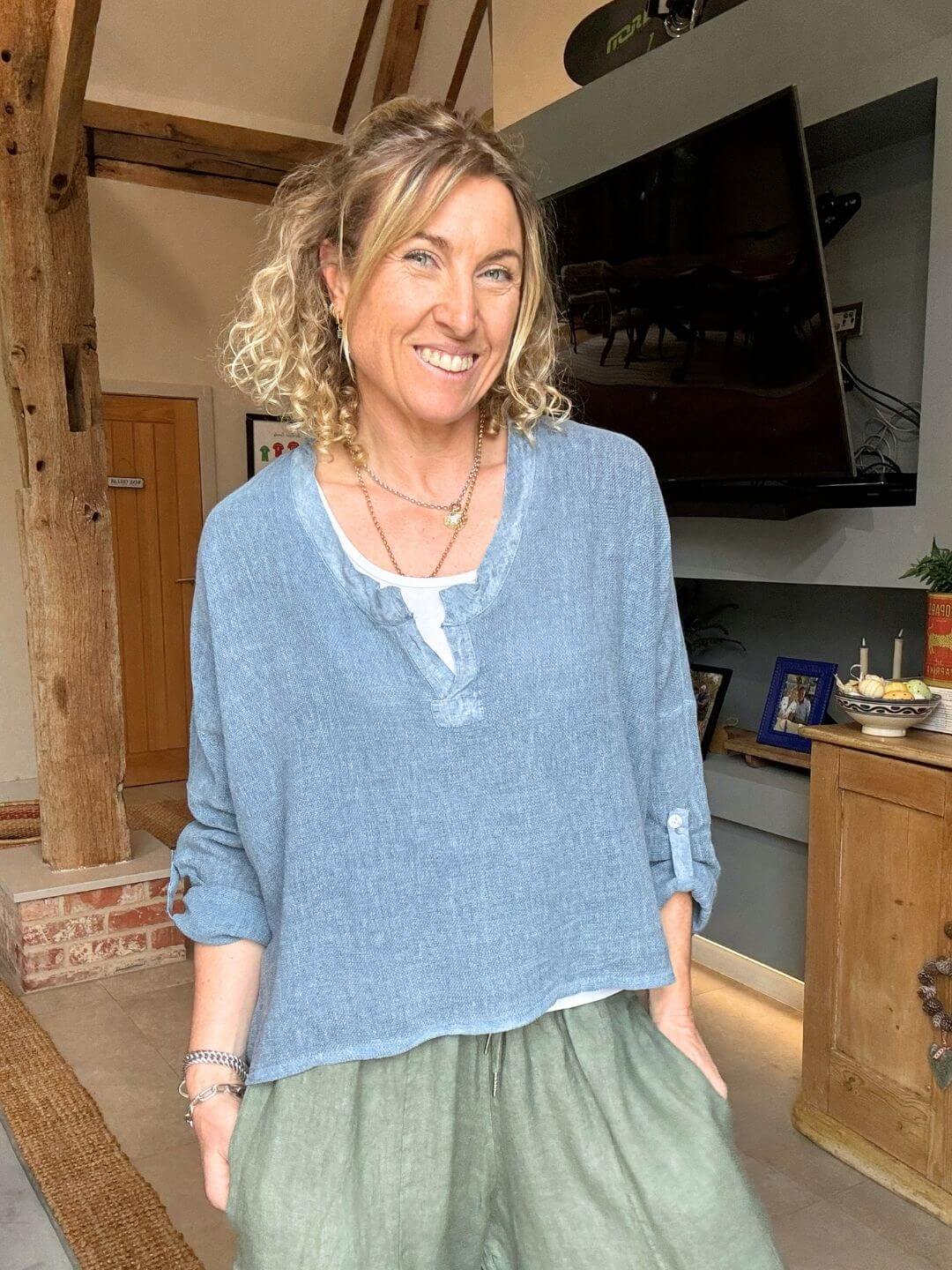 Gracie Linen Top | Denim