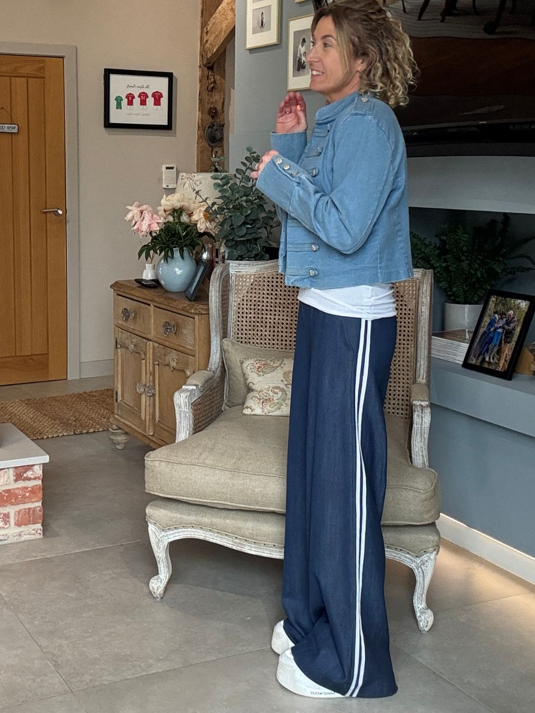 Luna Chambray Side Stripe Trousers
