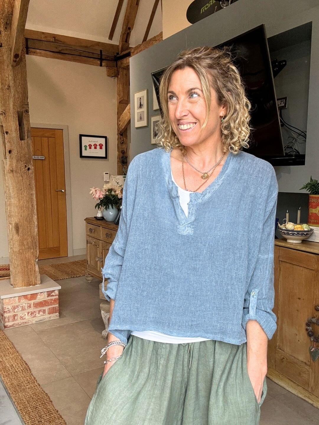 Gracie Linen Top | Denim