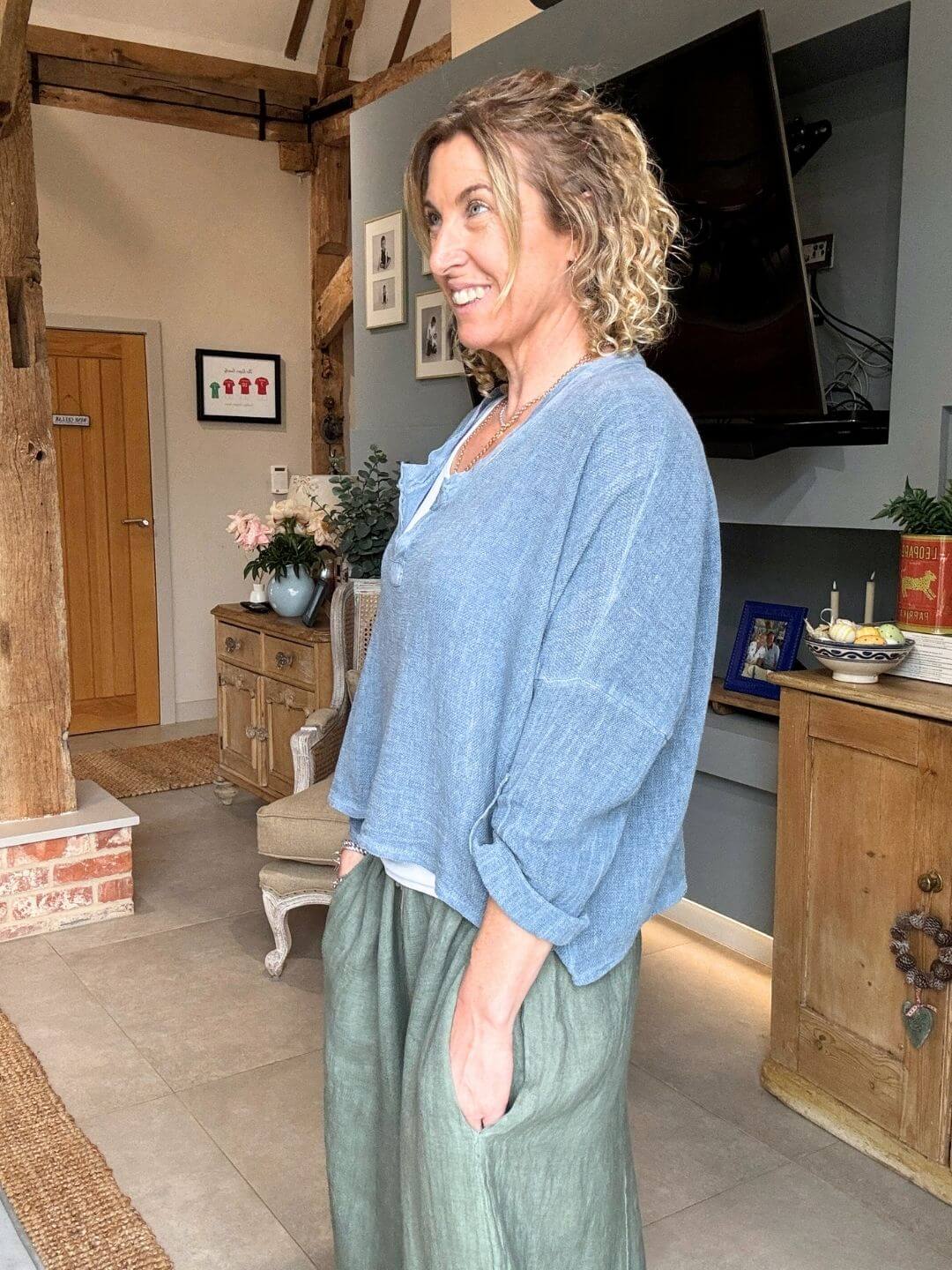 Gracie Linen Top | Denim