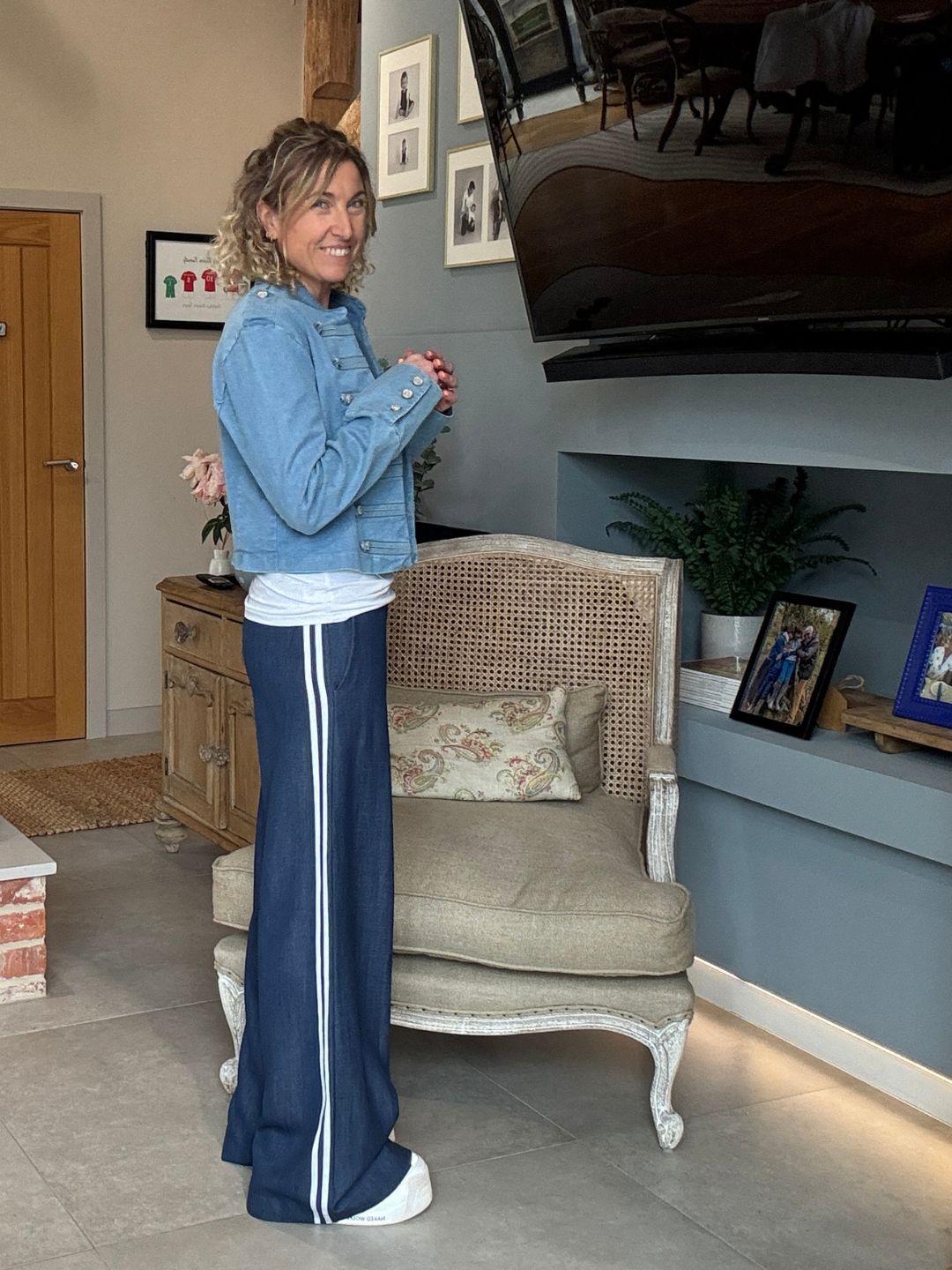 Luna Chambray Side Stripe Trousers