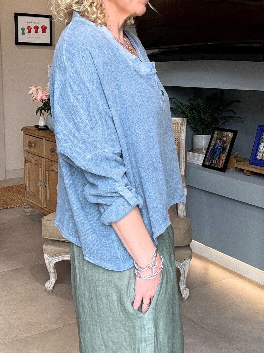 Gracie Linen Top | Denim