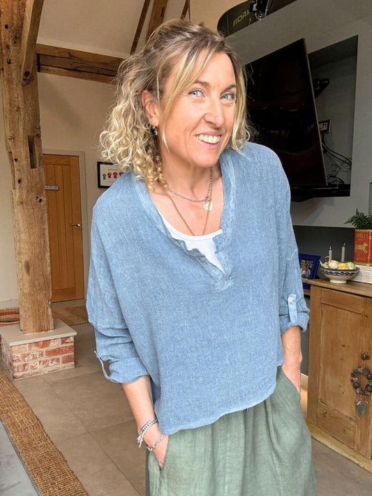 Gracie Linen Top | Denim