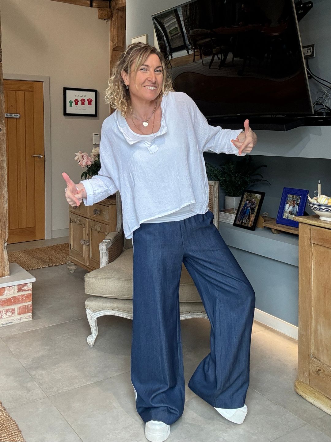 Luna Chambray Side Stripe Trousers