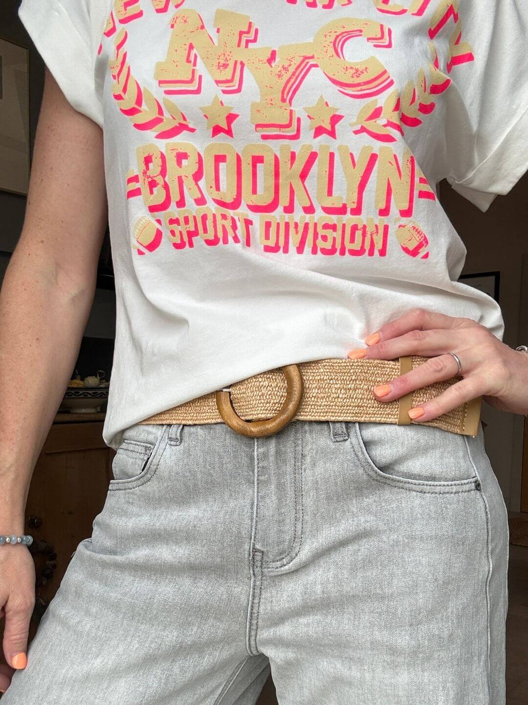 NYC T-Shirt | White & Neon Pink
