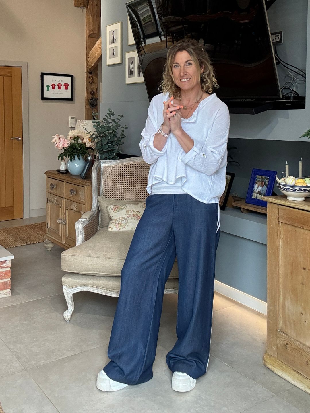 Luna Chambray Side Stripe Trousers