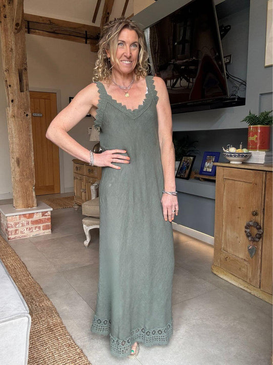 Amalfi Linen Dress | Khaki