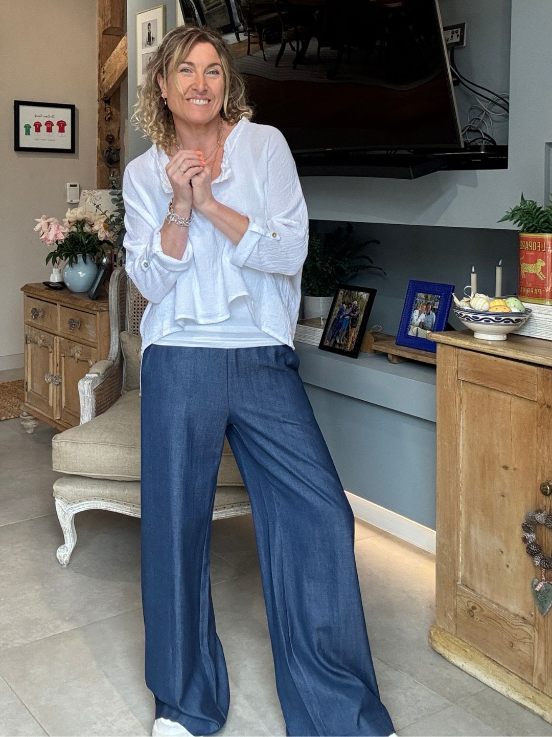 Luna Chambray Side Stripe Trousers