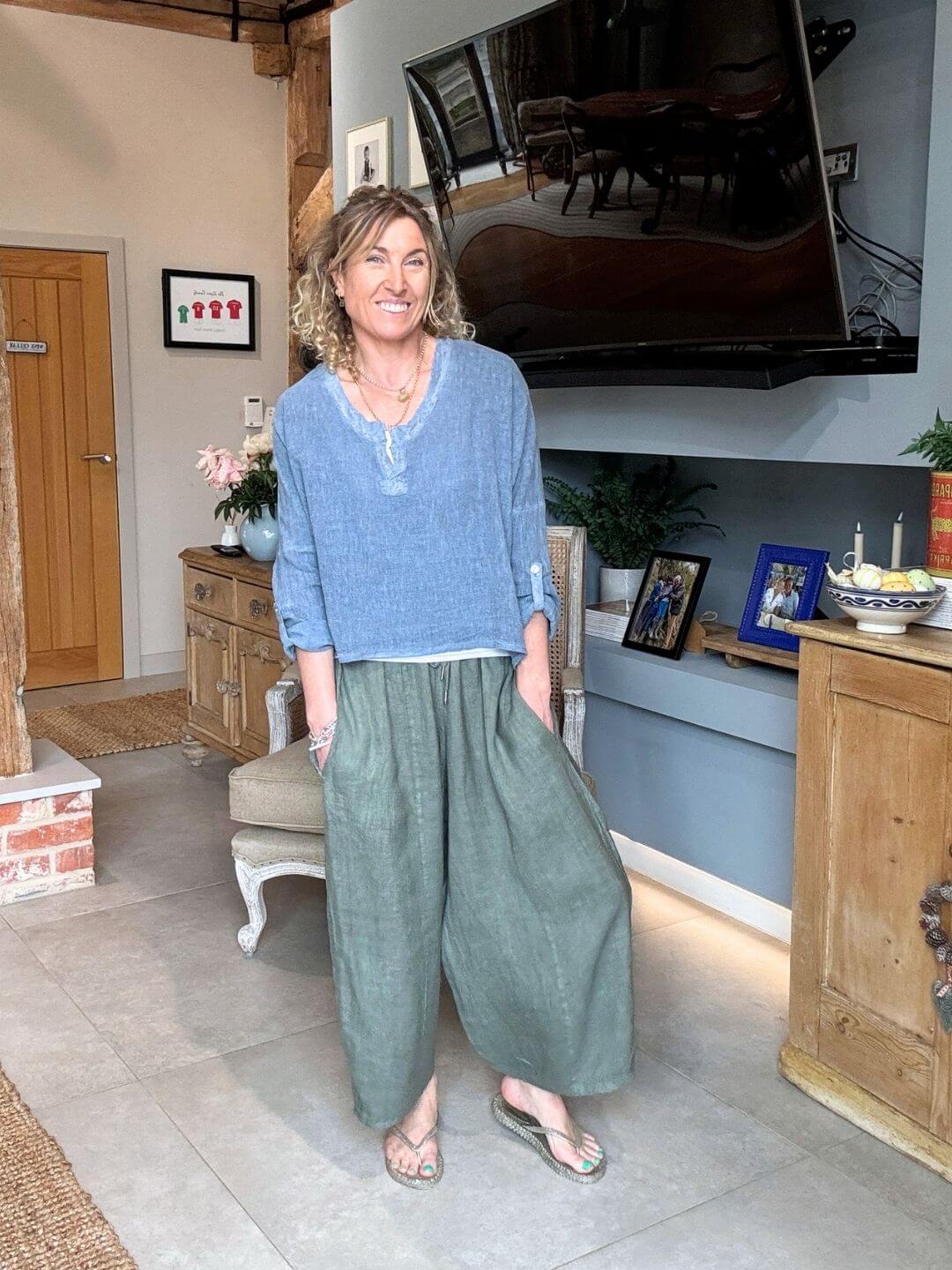 Gaucho Linen Pants | Khaki