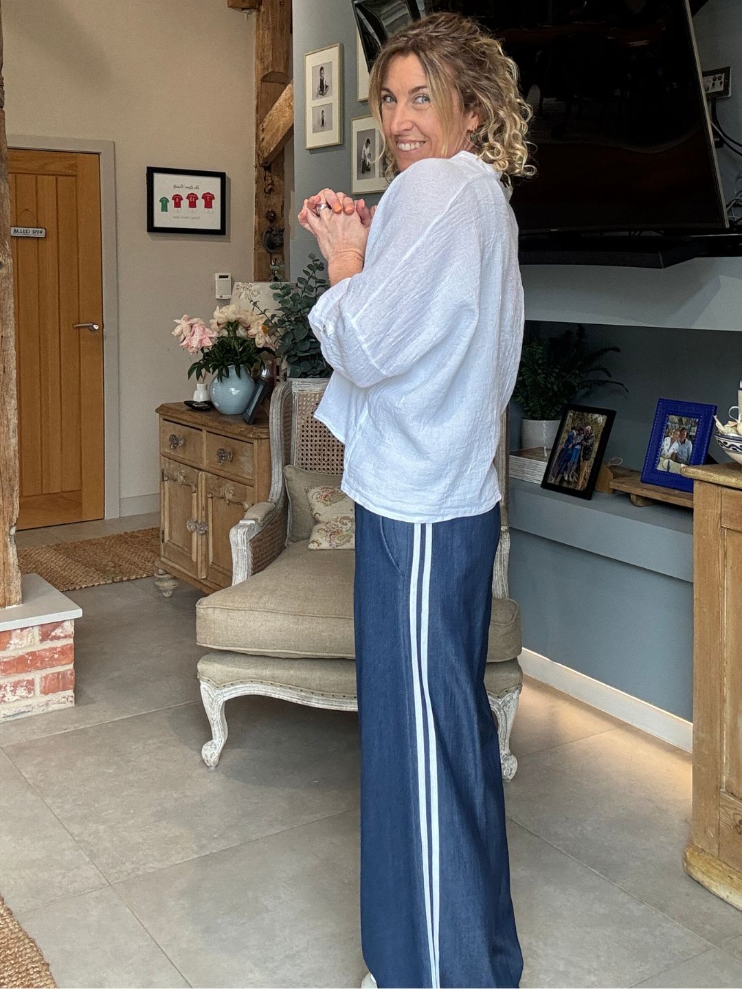 Luna Chambray Side Stripe Trousers