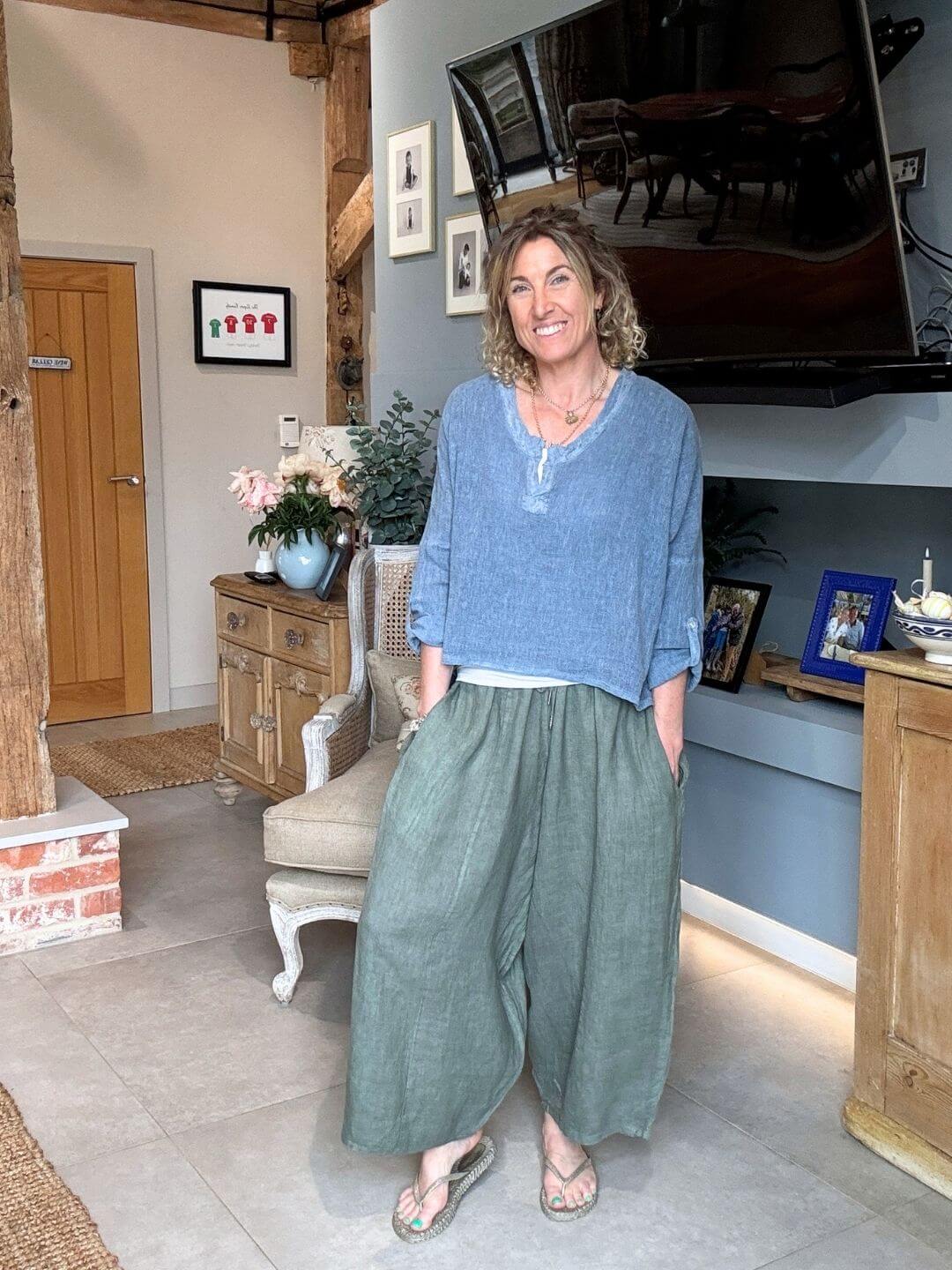 Gaucho Linen Pants | Khaki
