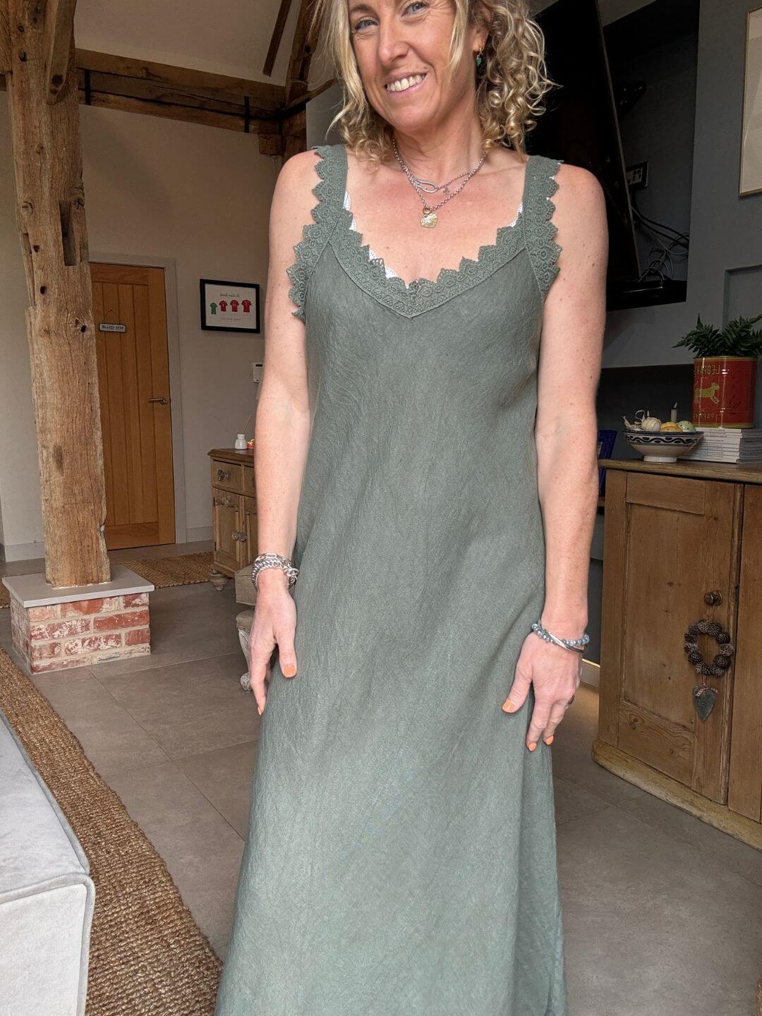 Amalfi Linen Dress | Khaki