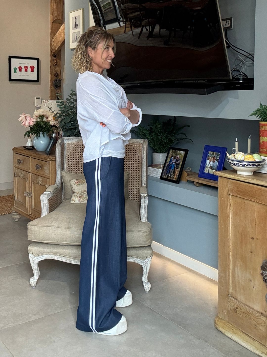 Luna Chambray Side Stripe Trousers