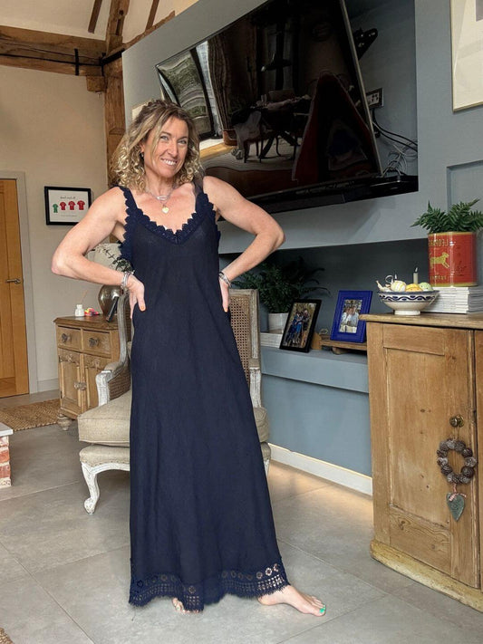 Amalfi Linen Dress | Navy