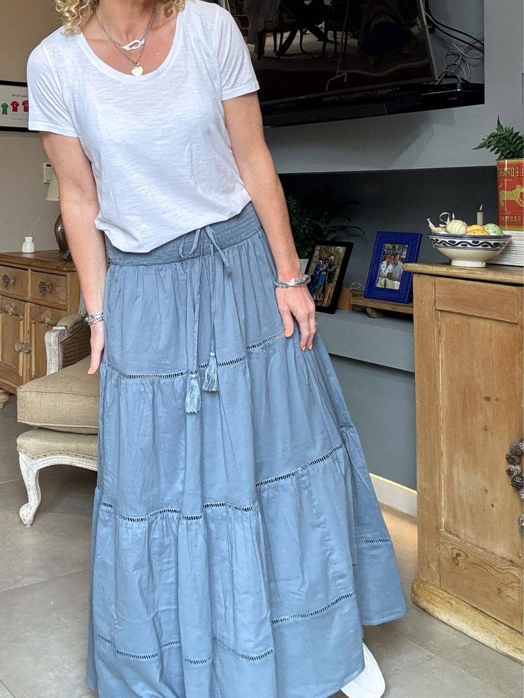 Dahlia Maxi Skirt | Forget Me Knot Blue
