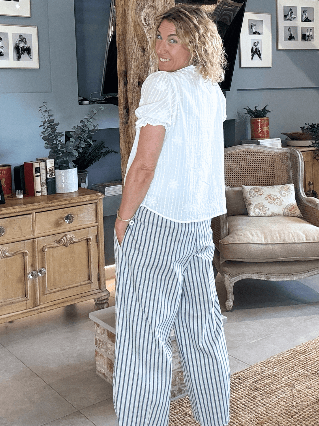 Pinstripe Barrel Trousers