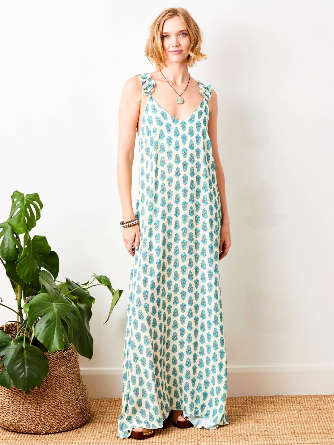 Sumatra Frill Strap Maxi Dress | Ikat